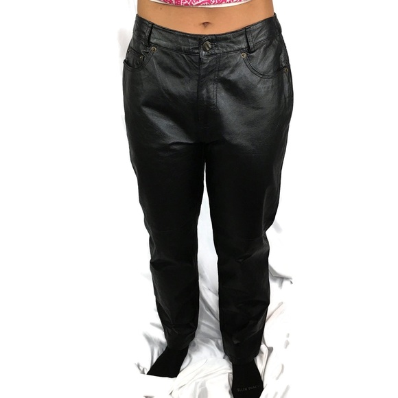Bagatelle Black Leather Pants 100% Leather Gully Lined Good Condition 6 Petite - Picture 1 of 10